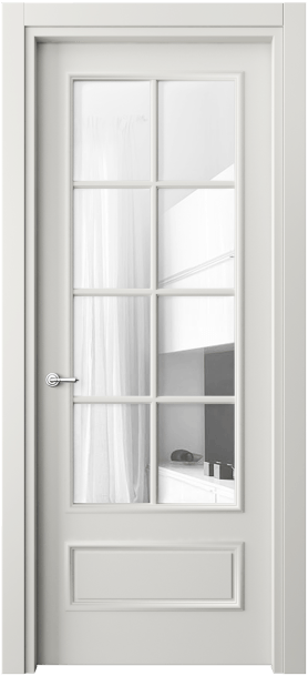 Дверь межкомнатная 8112 МСР Прозрачное стекло. Цвет Матовый серый. Материал Гладкая эмаль. Коллекция Paris. Картинка.